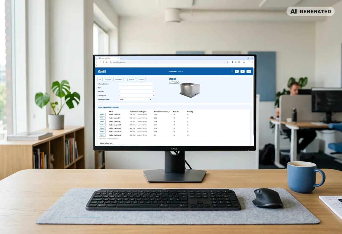 ExxeoSelect programos ekranas